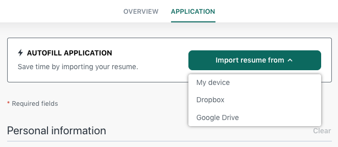 Import your resume details to autofill the application – Workable 